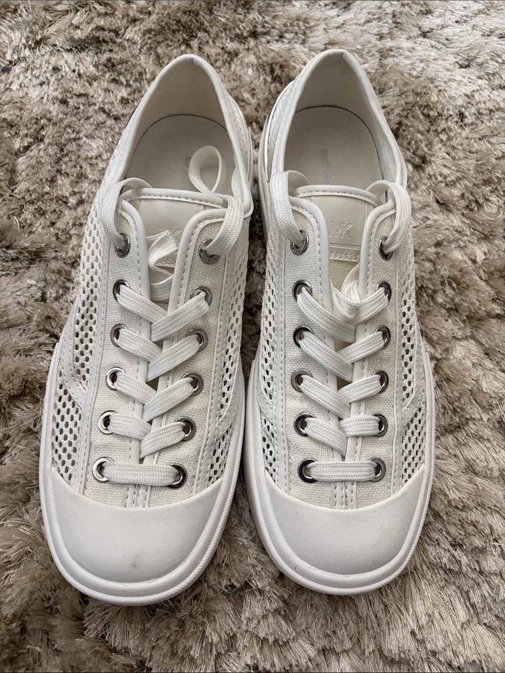 Michael Kors White Mesh Lace-Up Sneakers